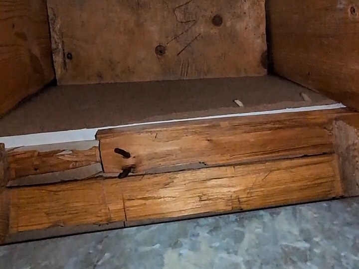 The same section after cleaning, back to clean wood and bare metal