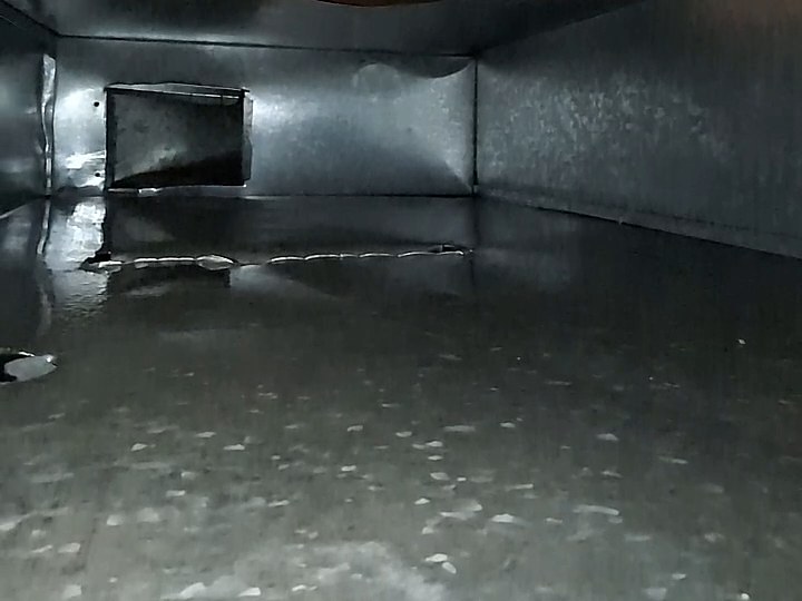The same duct after cleaning, back to clean bare metal